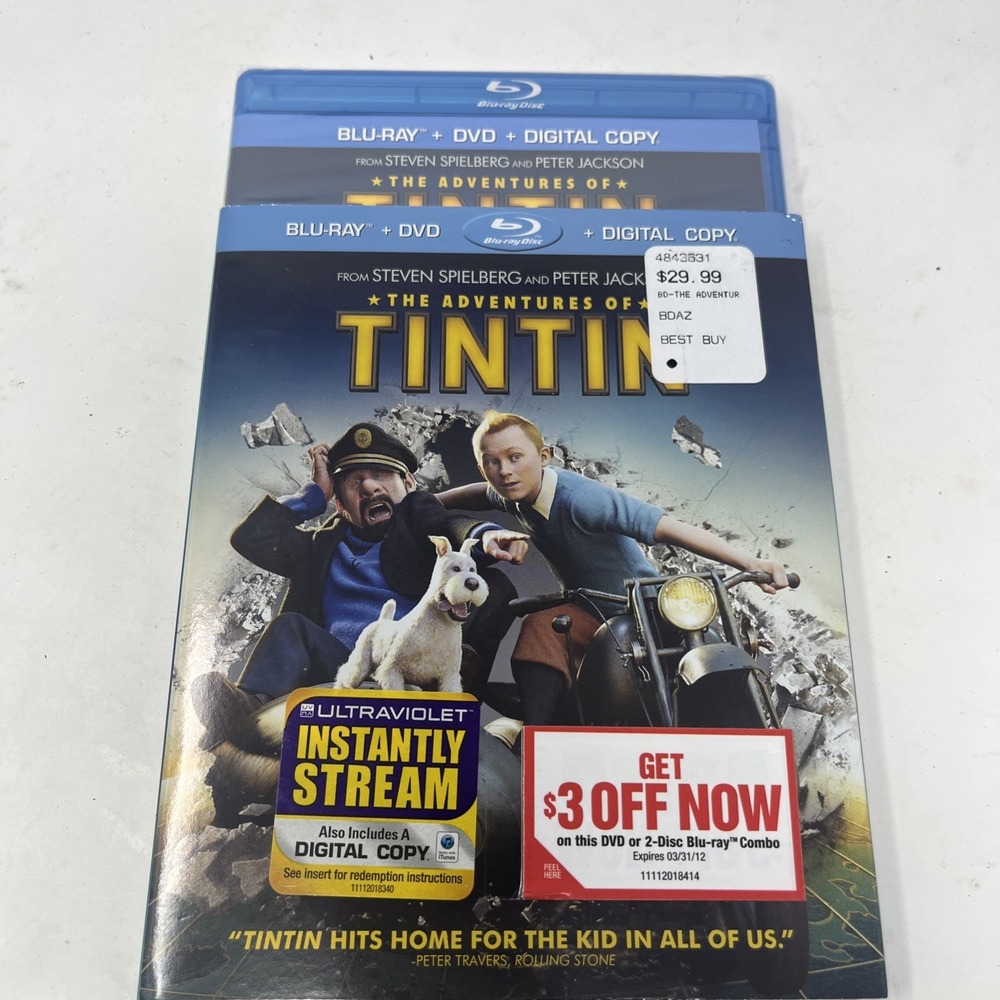The Adventures of Tintin (Blu-ray, DVD 2011) Brand New Factory Sealed W/ Slipcov